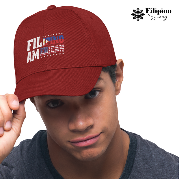 Filipino American Snapback Hat - Embroidered Text