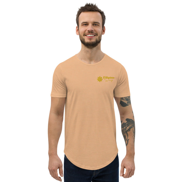 Men's Curved Hem T-Shirt With Filipino Swag Embroidered